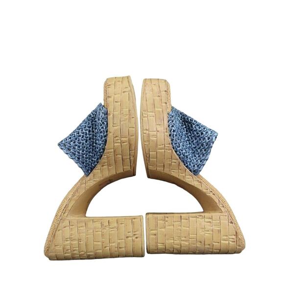 Soda Shoes Womens 8.5 Sandals Platform Block Heel Slide Woven 90s Y2k Going Out - Picture 10 of 13